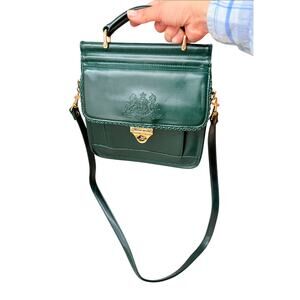 Women's Vintage Emerald Green Leather Top Handle‎ Crossbody Bag - Made in Italy